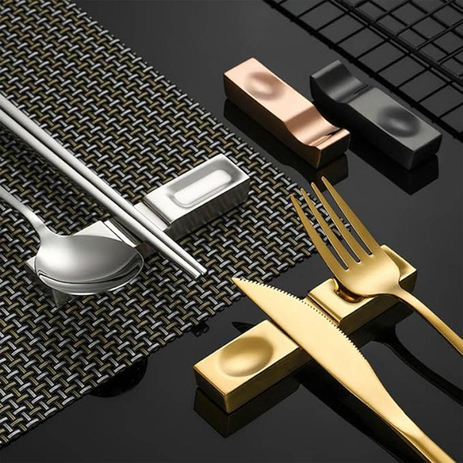 Stainless Steel Chopstick Spoon Fork Rests 4