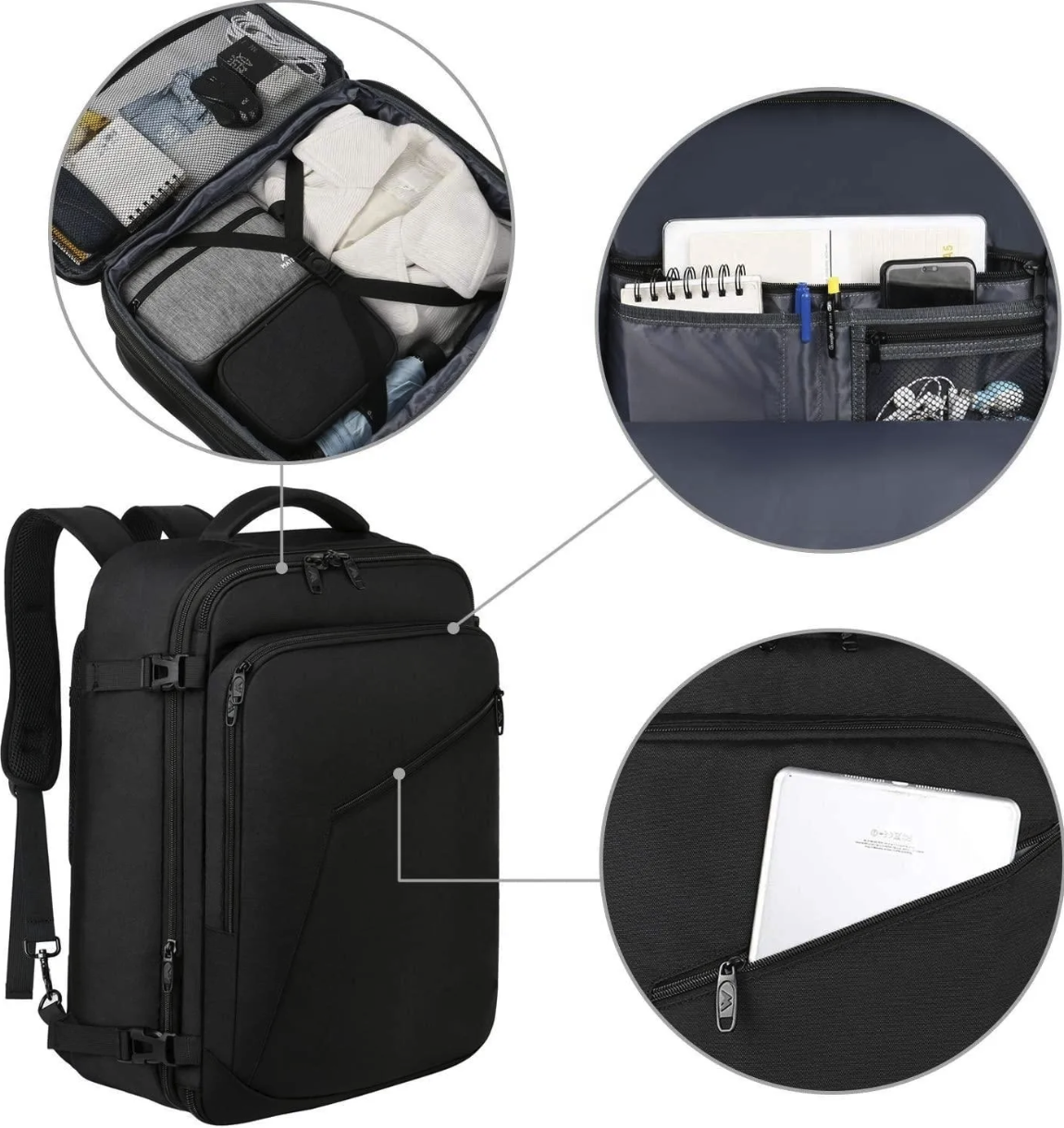 Travel Carry On Backpack with USB Charging Port Shoe Pouch 3