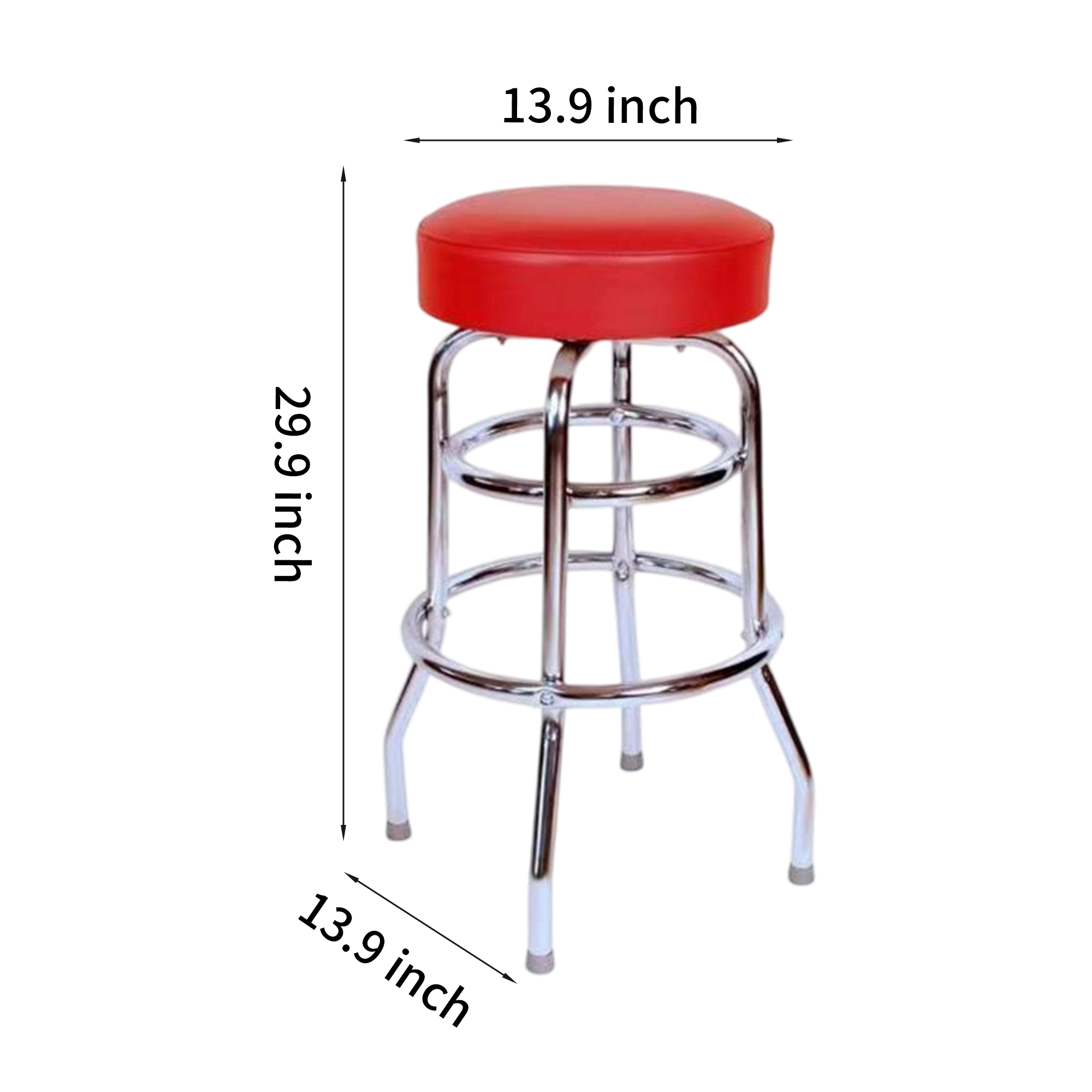PVC Leather Bar Stool With Single Ring 13.9" By 29.9" 3