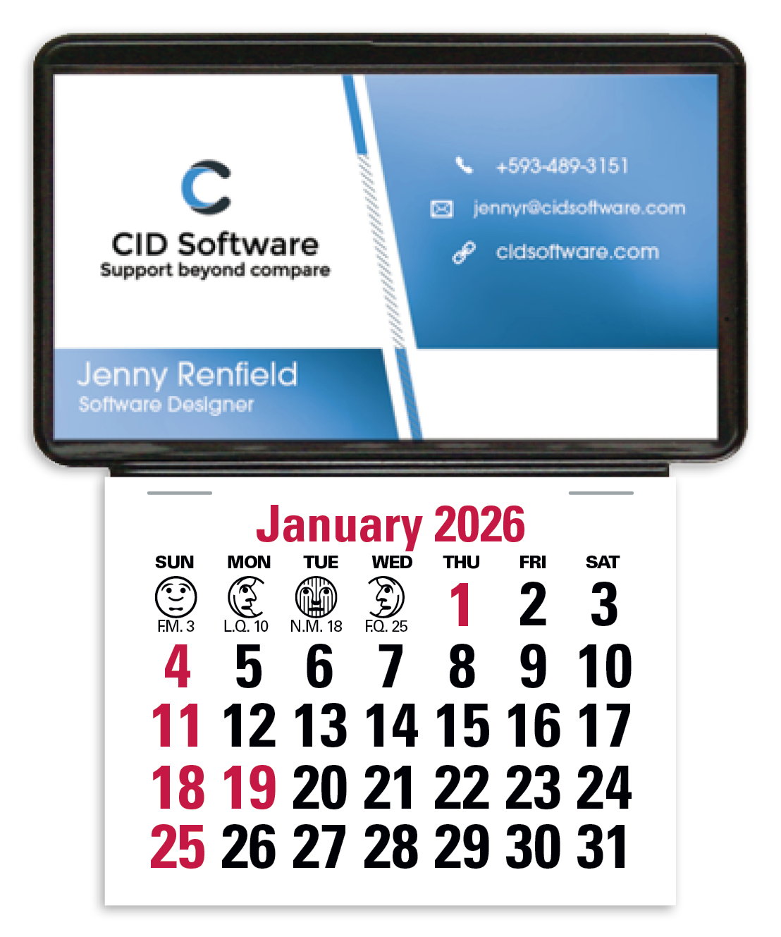 Press-N-Stick Business Card Holder No Imprint With Calendar Pad