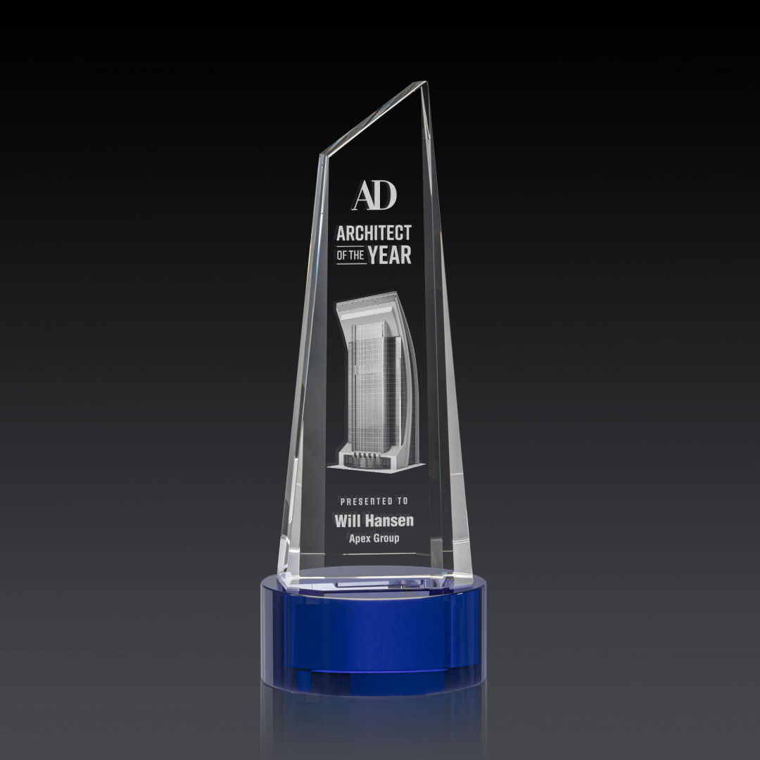 Akron Tower 3D Award on Base - Blue 7