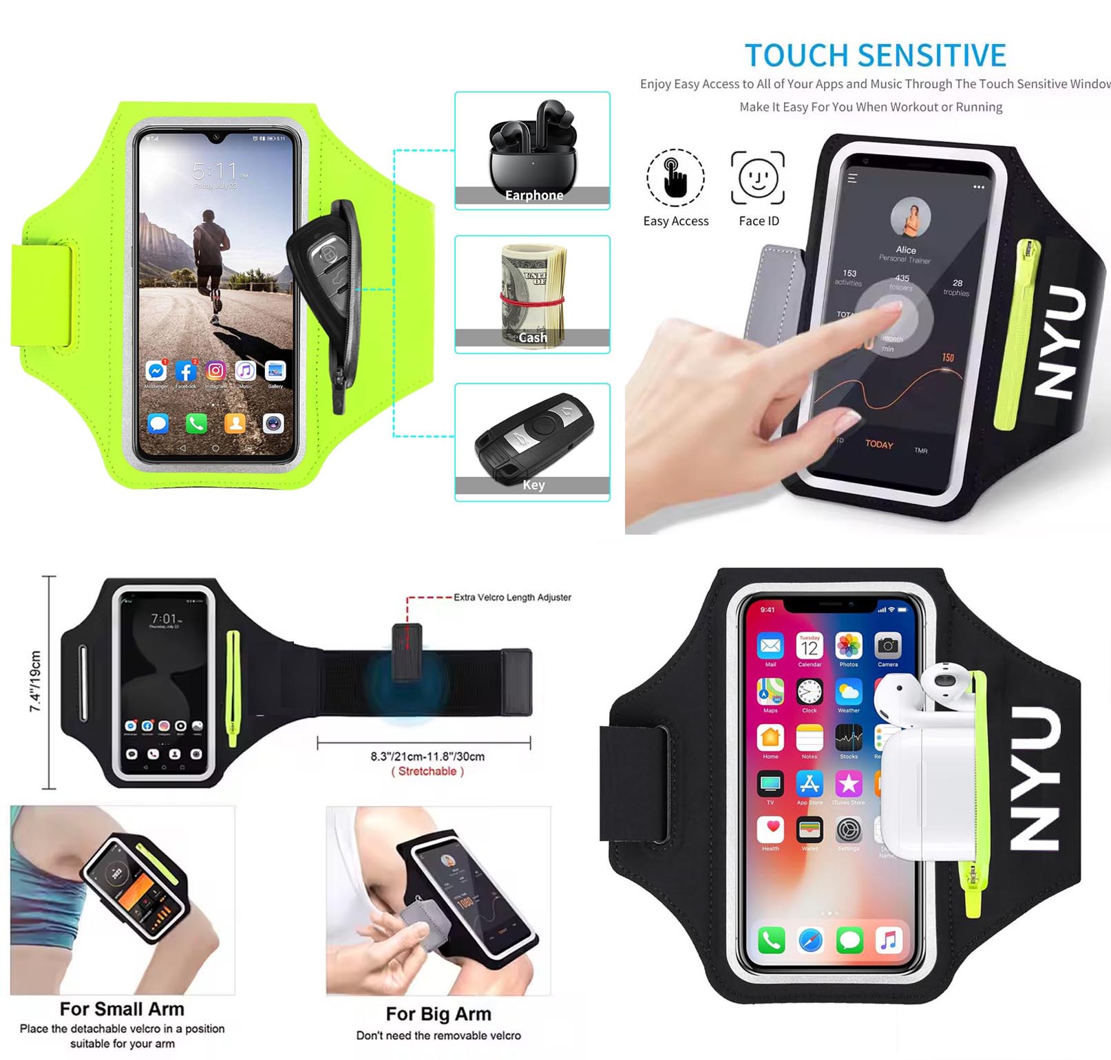 iBank ® Running Sport Armband compatible with iPhone 17,16,15 & Galaxy phones 1