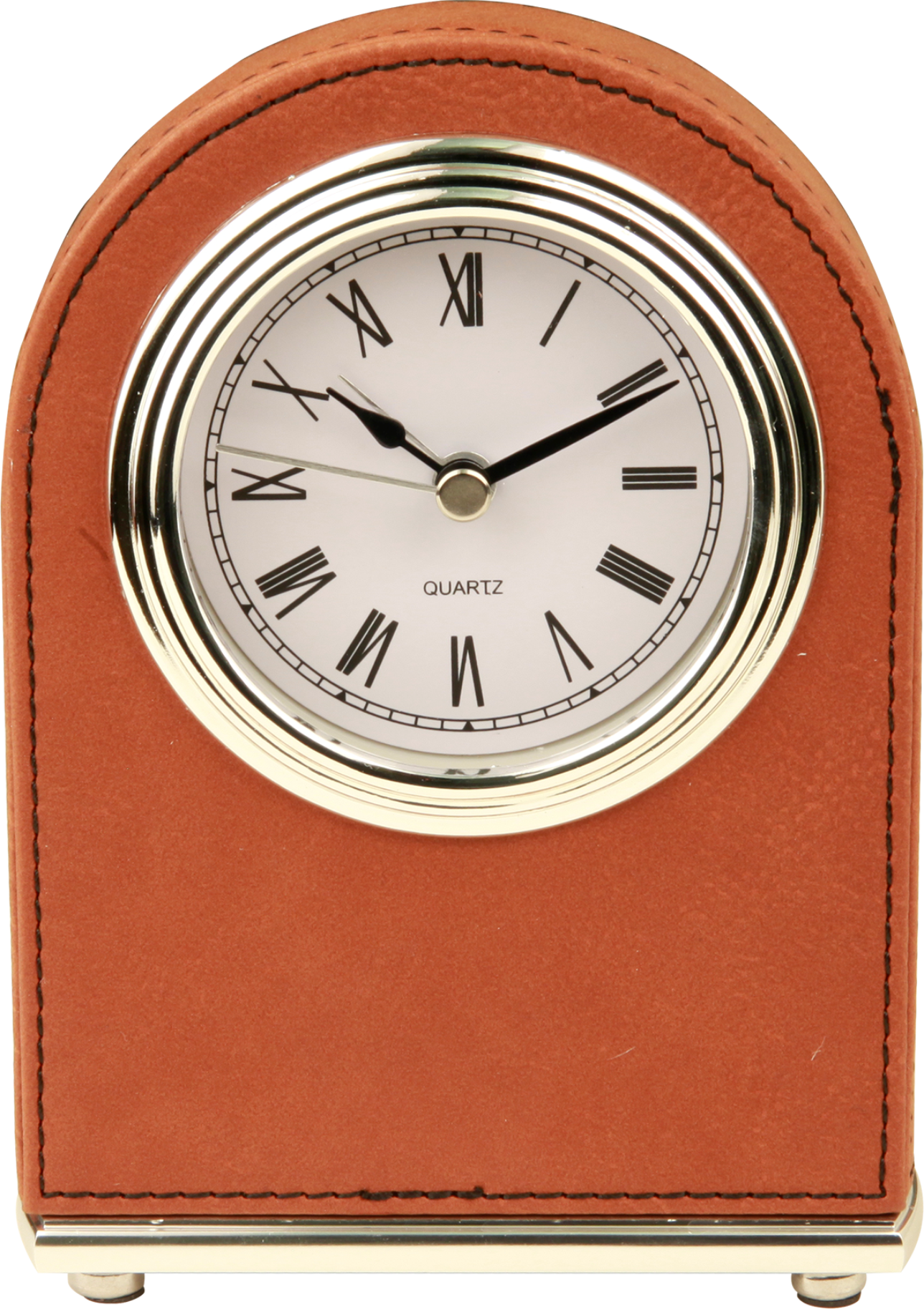 5.5" Light Brown Leatherette Arch Desk Clock 9