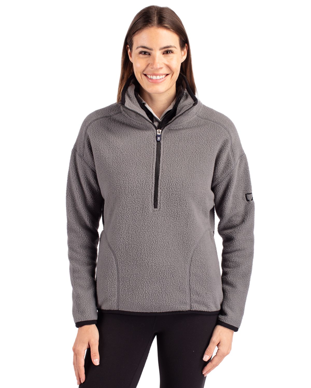 Cutter & Buck Cascade Epic Comfort Recycled Sherpa Fleece Womens Pullover Jacket 73