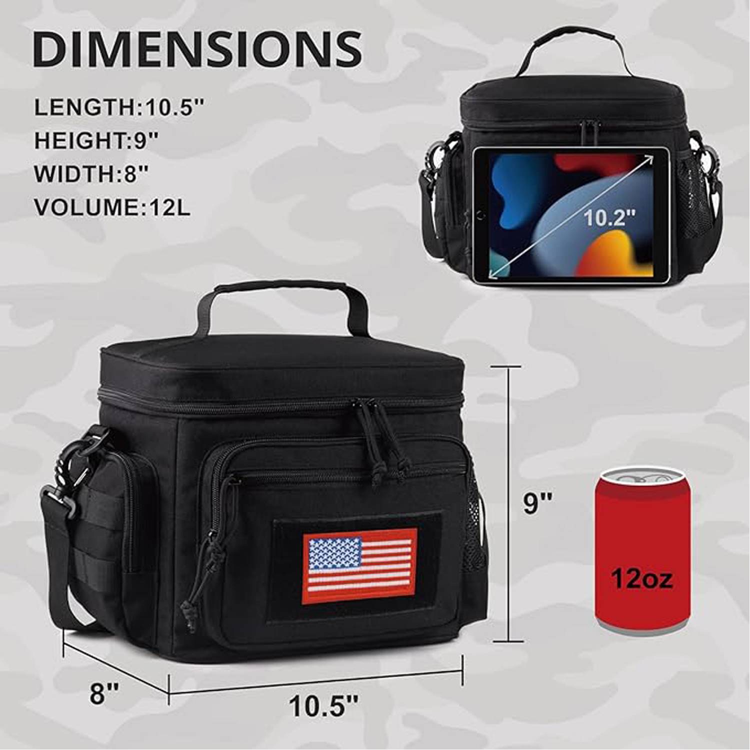 12L Oxford Insulated Cooler Bag w/ Handle for Outdoor Picnic 7