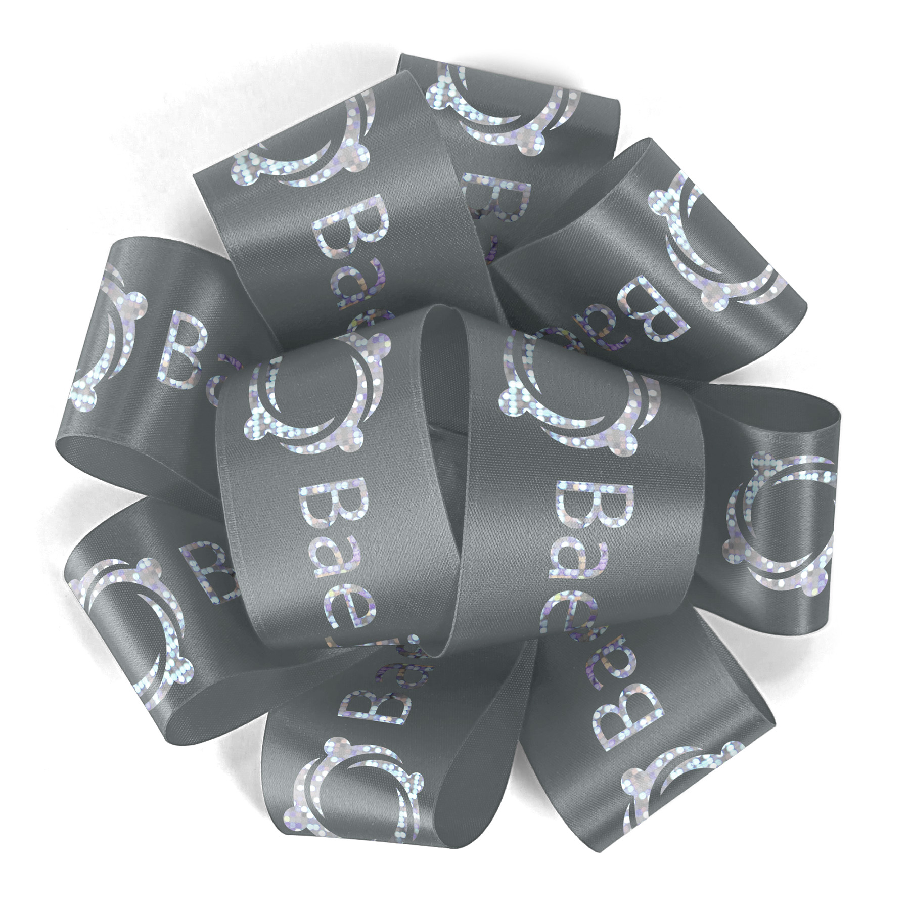 1 1/2" Badge Satin Bow - Foil Print 1