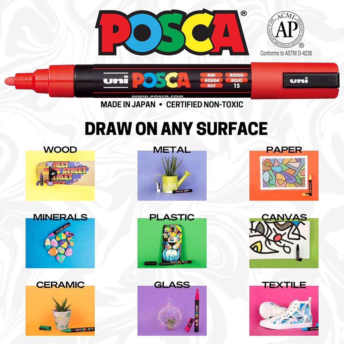 POSCA 4 Piece Metallic Marker Set with Bag 12