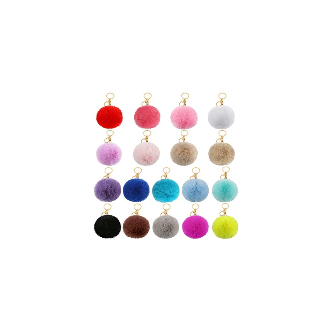 Pom Keychain Fur Ball Keychain Fluffy Accessories 1