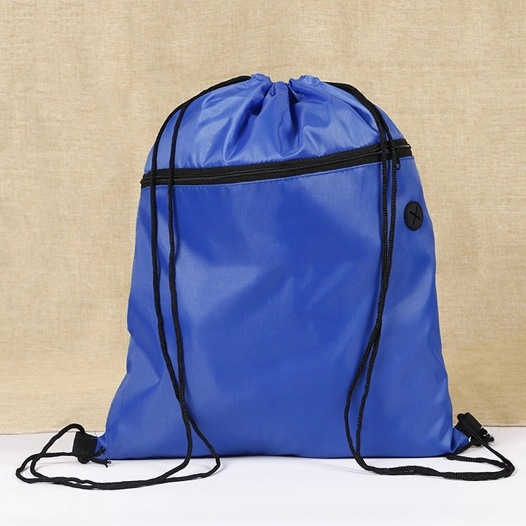 Two-Tone Drawstring Backpack with Zipper 1