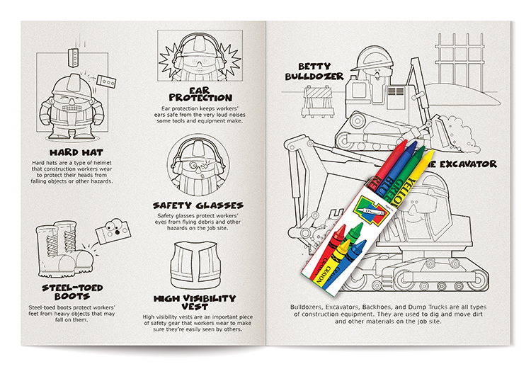 COLORING SET - Construction Safety Coloring Book Fun Pack 5
