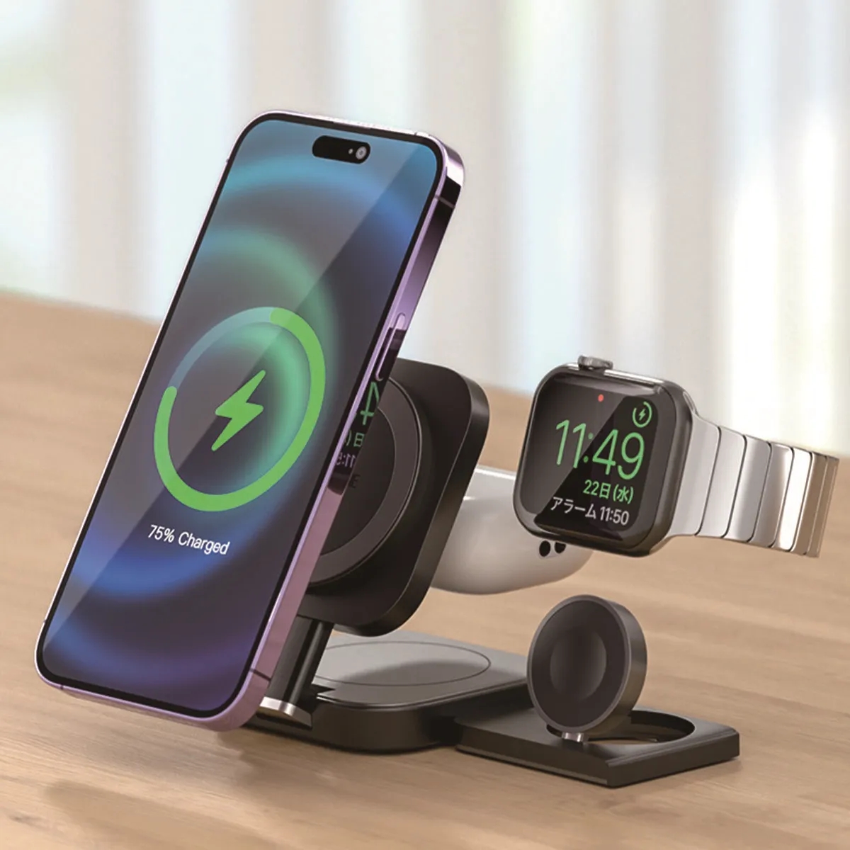 Three in one Foldable Safety Fast Wireless Charging Station 4