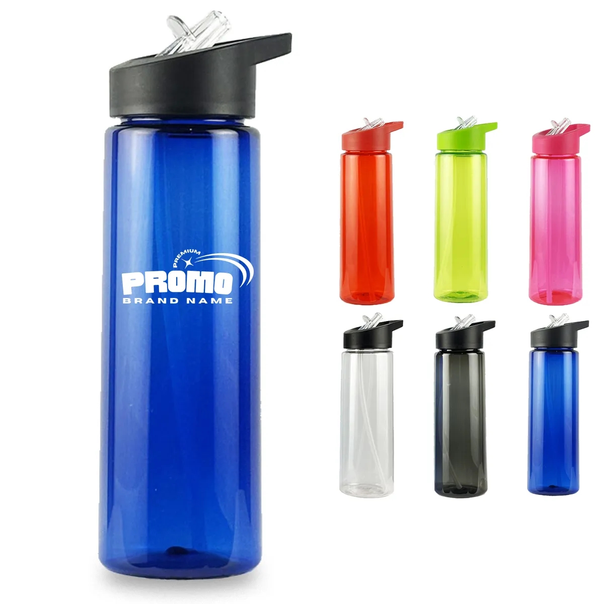 Portable Sports Water Bottle With Dustproof Flip-Top Straw 1