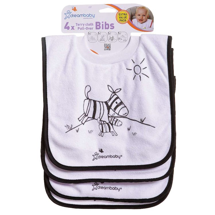 Terry Cloth Pullover Baby Bibs - Black & White Super Absorbent 4 Pack 1