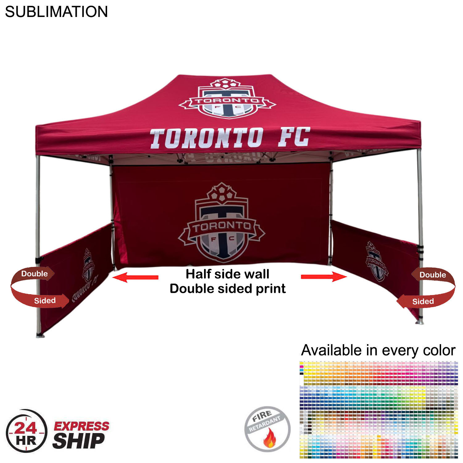 24Hr Express Ship - Half Side Wall for 10x15 Tent Kit, Sublimated, Double Sided Print 1