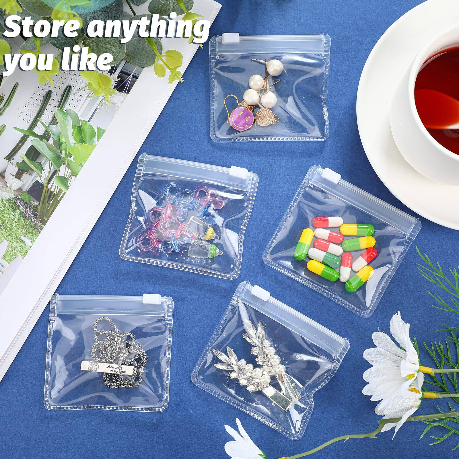 Clear Plastic Pill Pouch Travel Bag Zippered 3