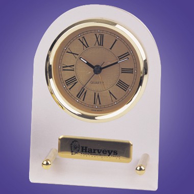 BRASS GOLD FACE CLOCK W/ ACRYLIC BACKING 2