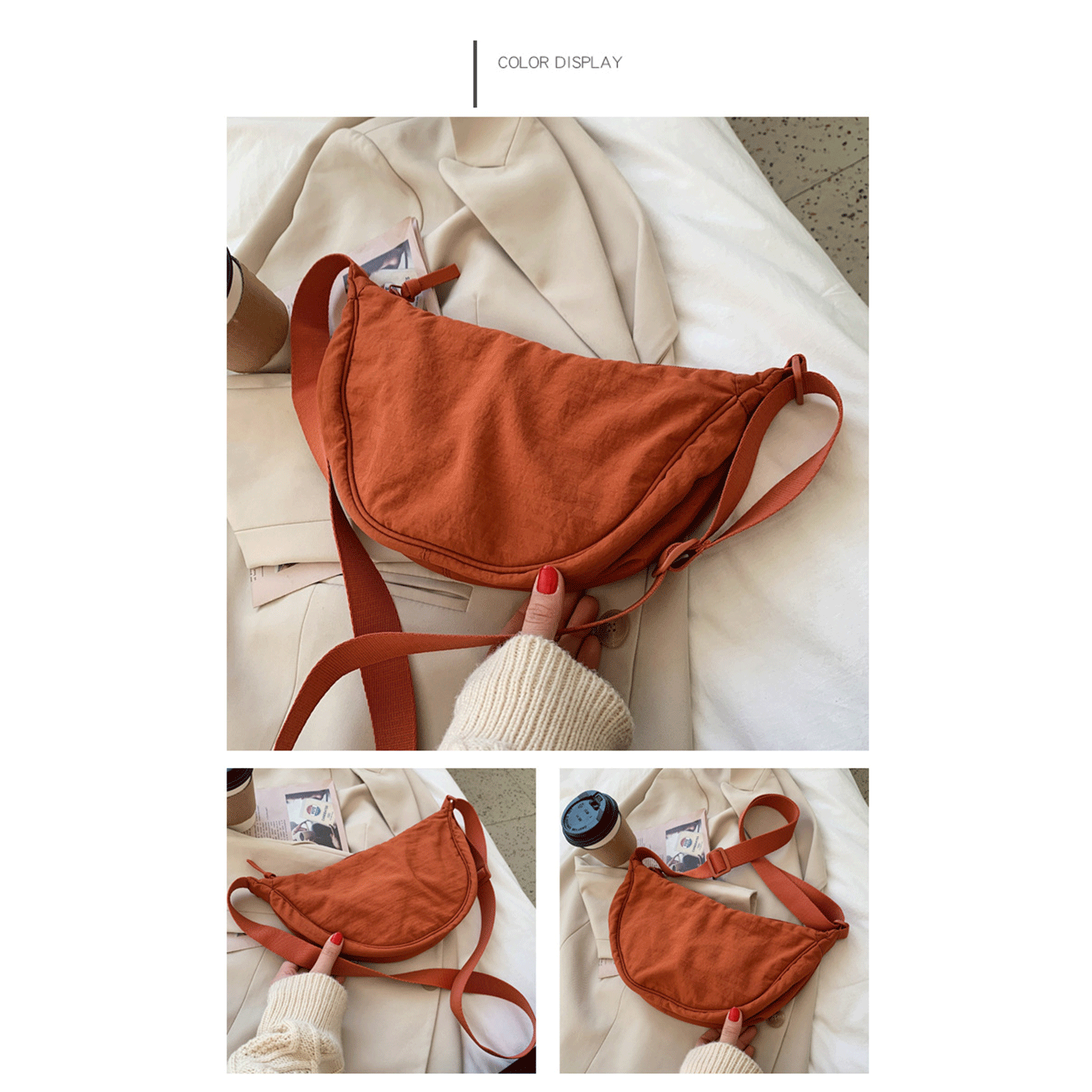 simple design fashionable women Nylon Crossbody Sling Bag 6