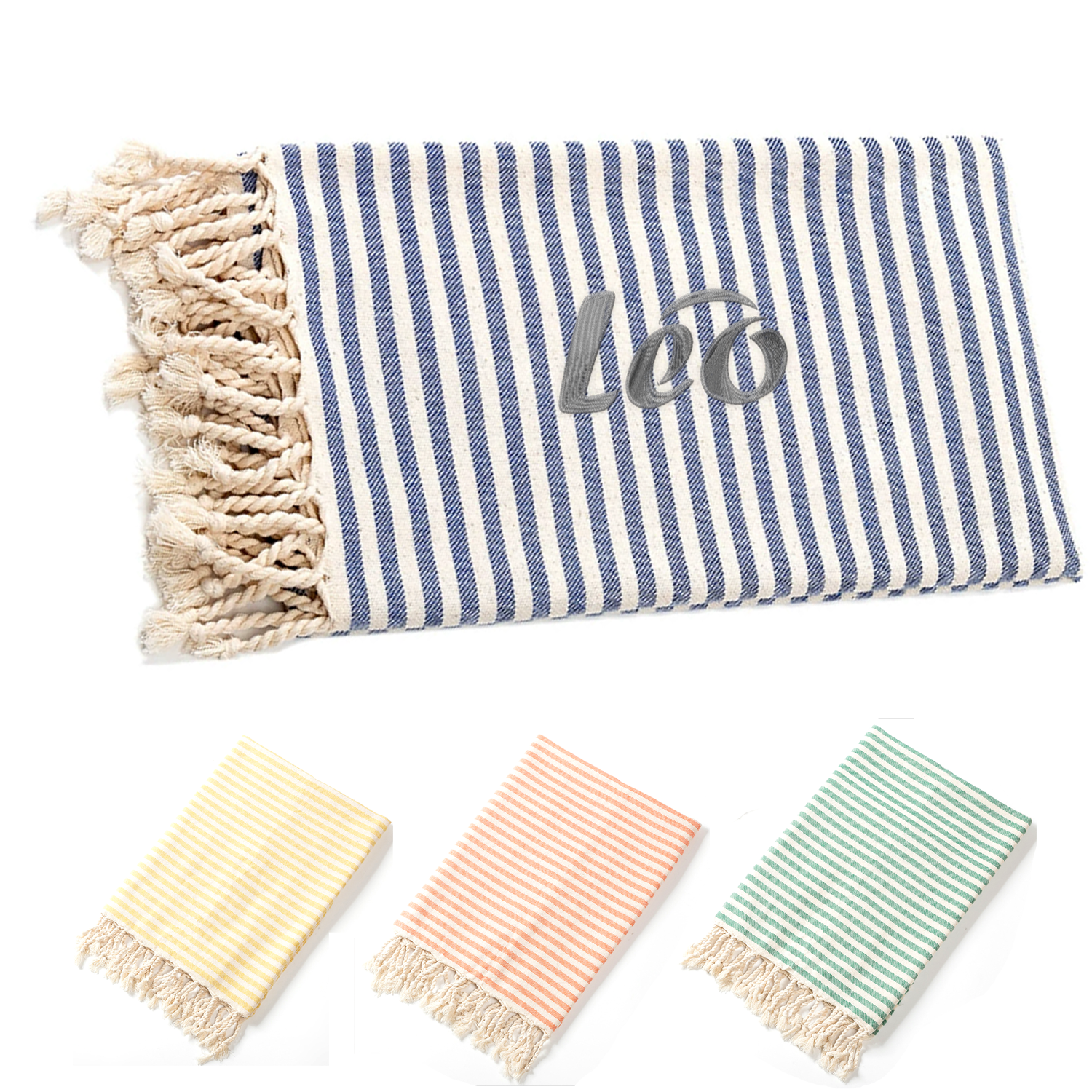 Türkiye fringe striped beach towel