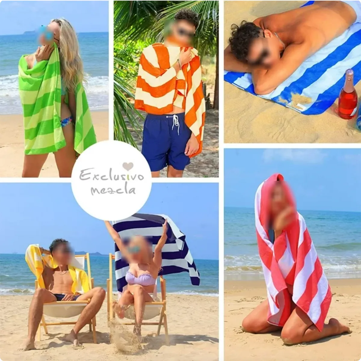 Beach Towel Quick Drying Striped Printed Microfiber Beach 6