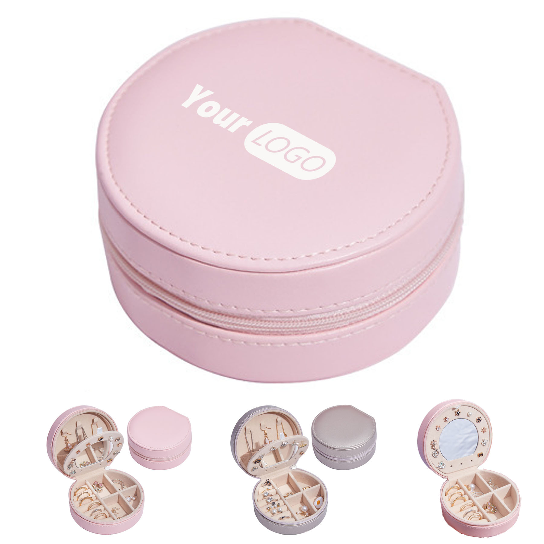 Portable Double-Layer Round Jewelry Box 5