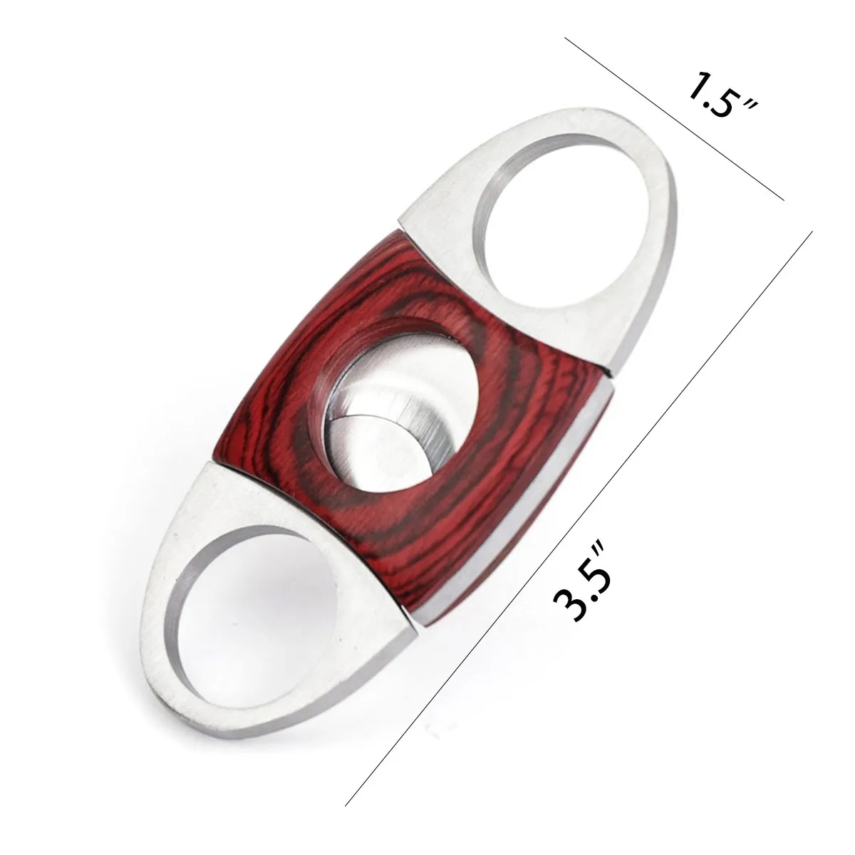 Stainless Steel Red Wood Double Cut Blade Cigar Cutter 1