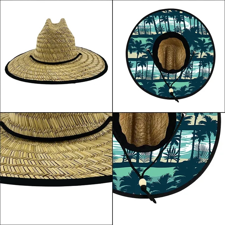 Lifeguard Straw Hat + Full Color Underbrim Imprint and Patch 2