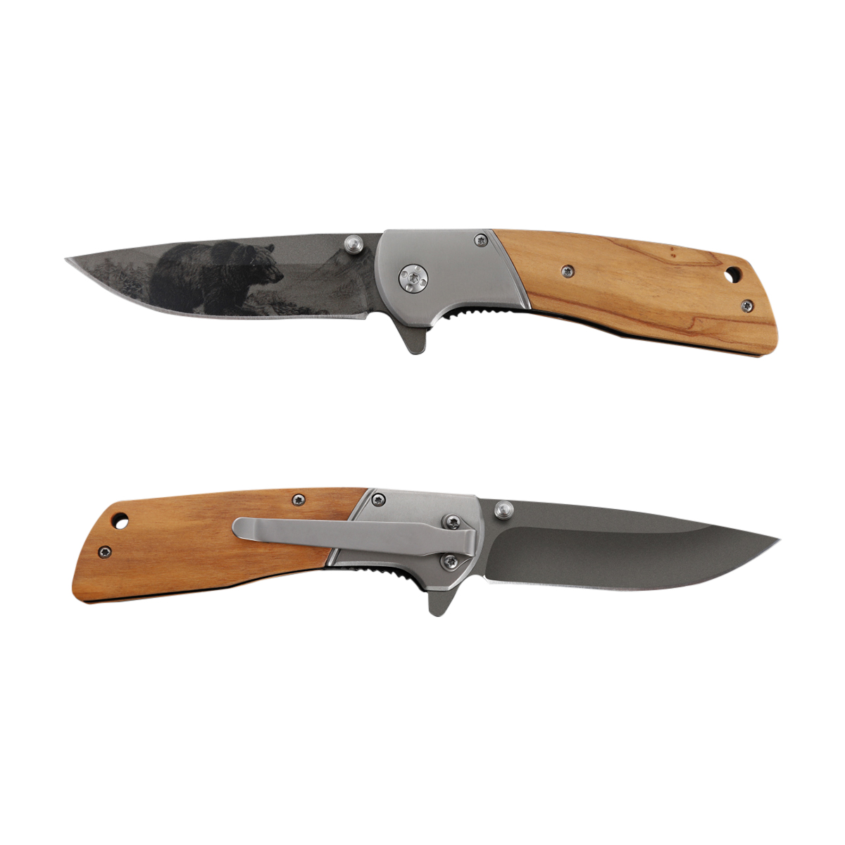 ApexBlade - Olivewood Folding Pocket Knife with Stainless Steel Blade – Full-Color & Gift Box Option 1
