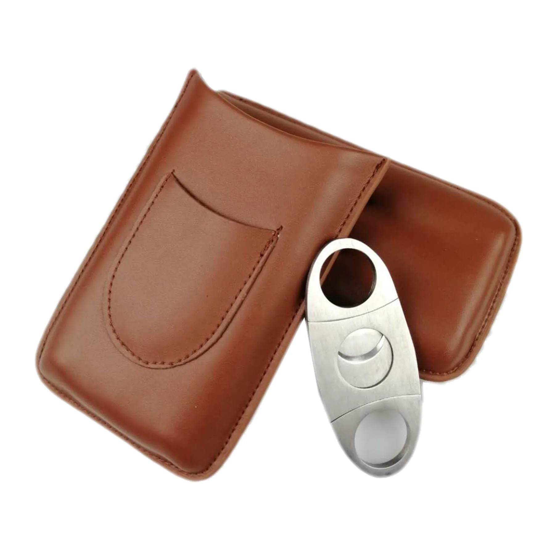 3-Finger Leather Cigar Case W/ Cutter 2