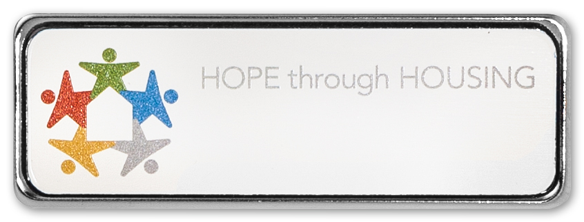 Plastic Framed Badges Rounded Corners - Personalized 1"X3" (UV Inkjet & Engraved)