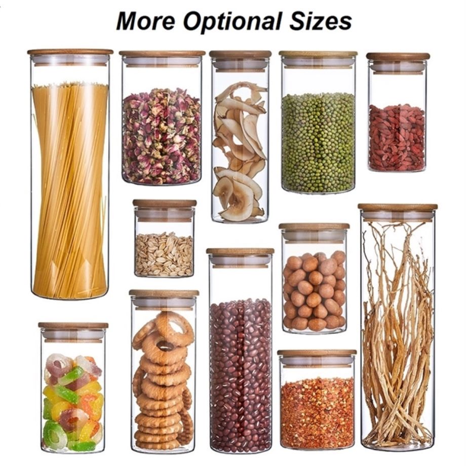 Glass Food Storage Jars Containers with Bamboo Lid 2