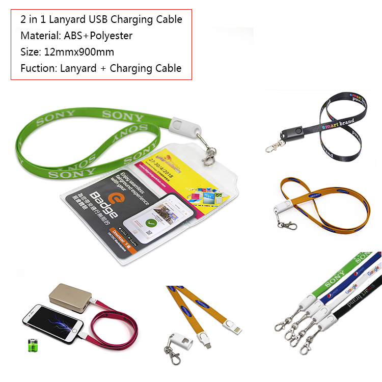 1/2" W Polyester Lanyard Charging Cable