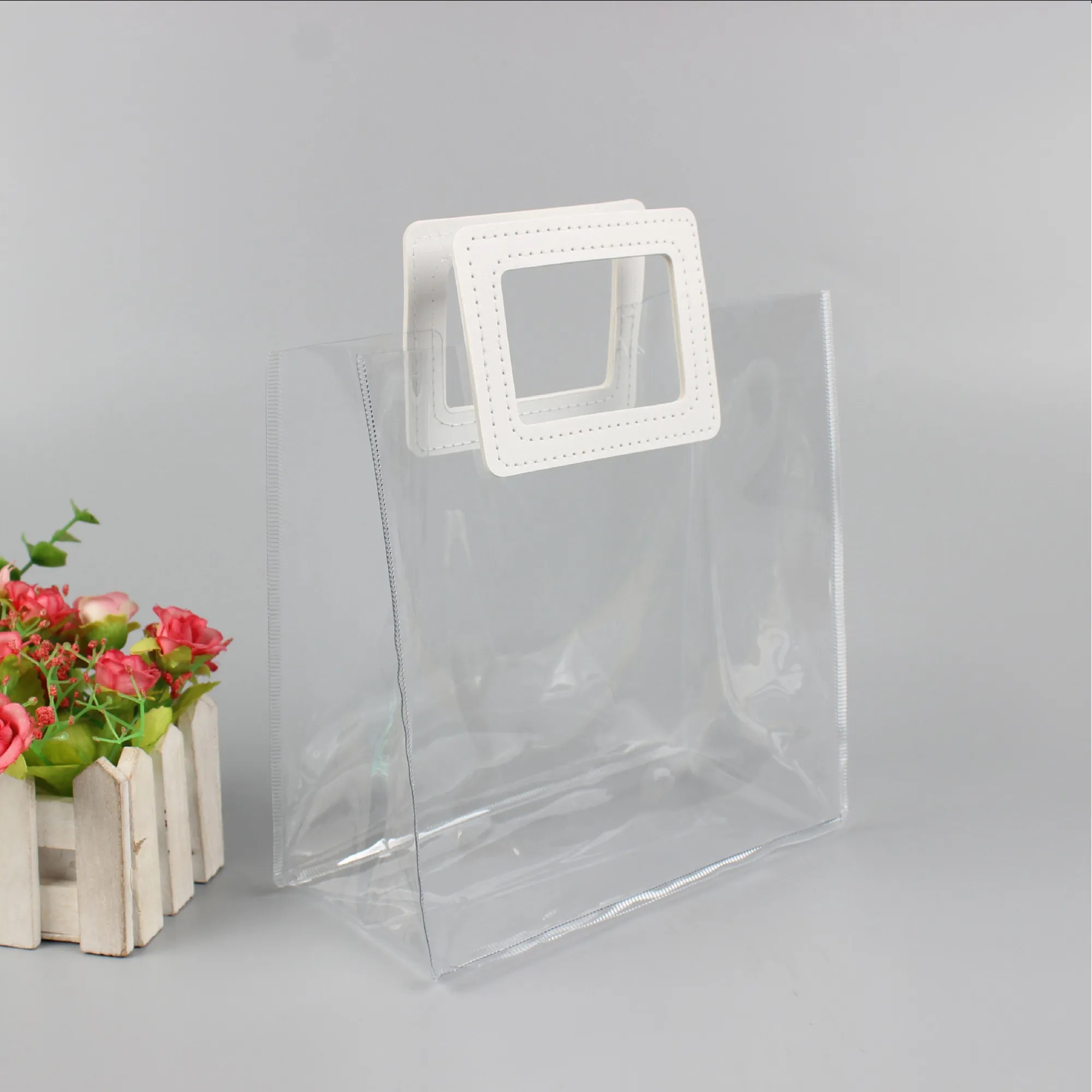 PVC Clear Gift Wrap Tote Bag With Handle 4