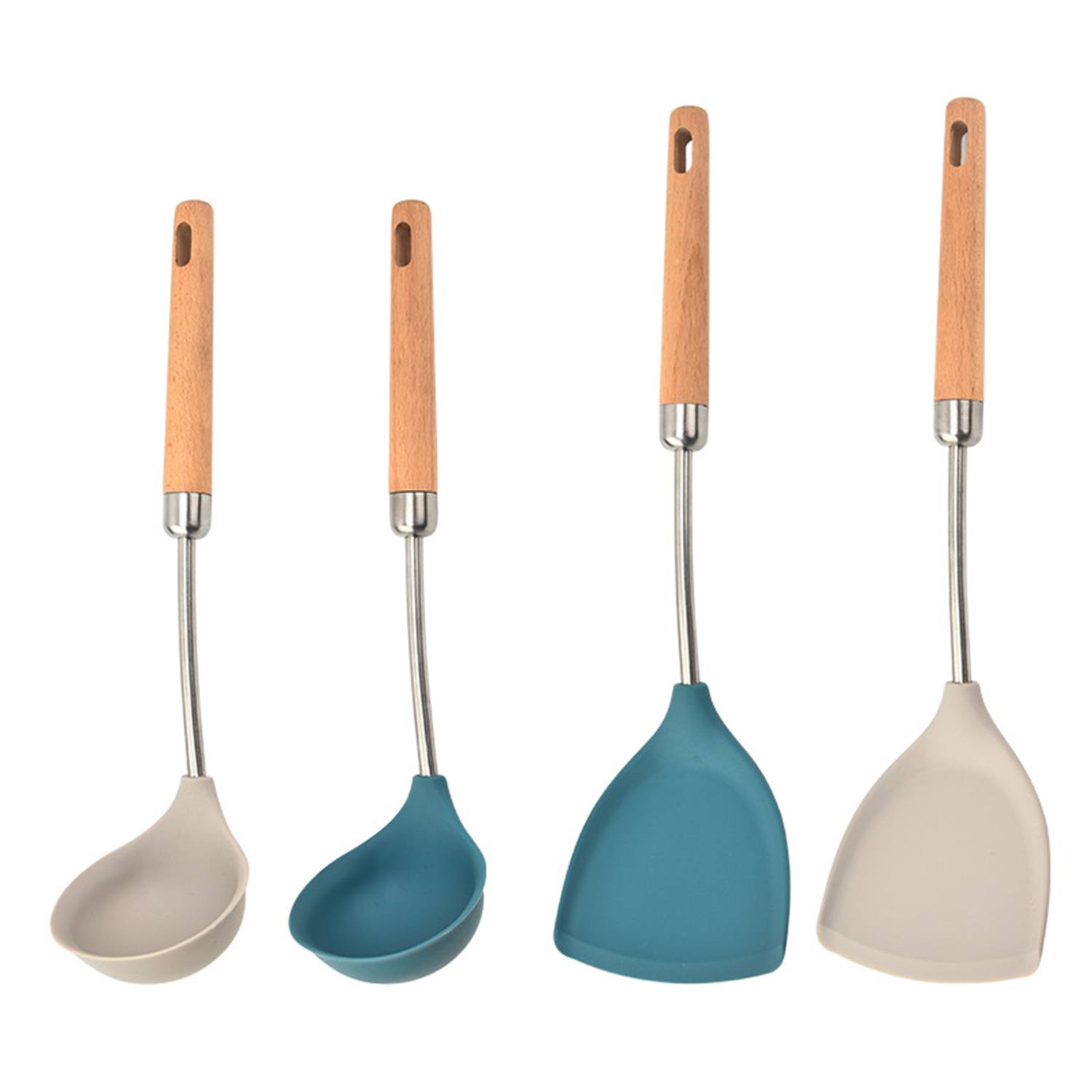 Silicone Shovel Or Spoon with Wooden Handle 4