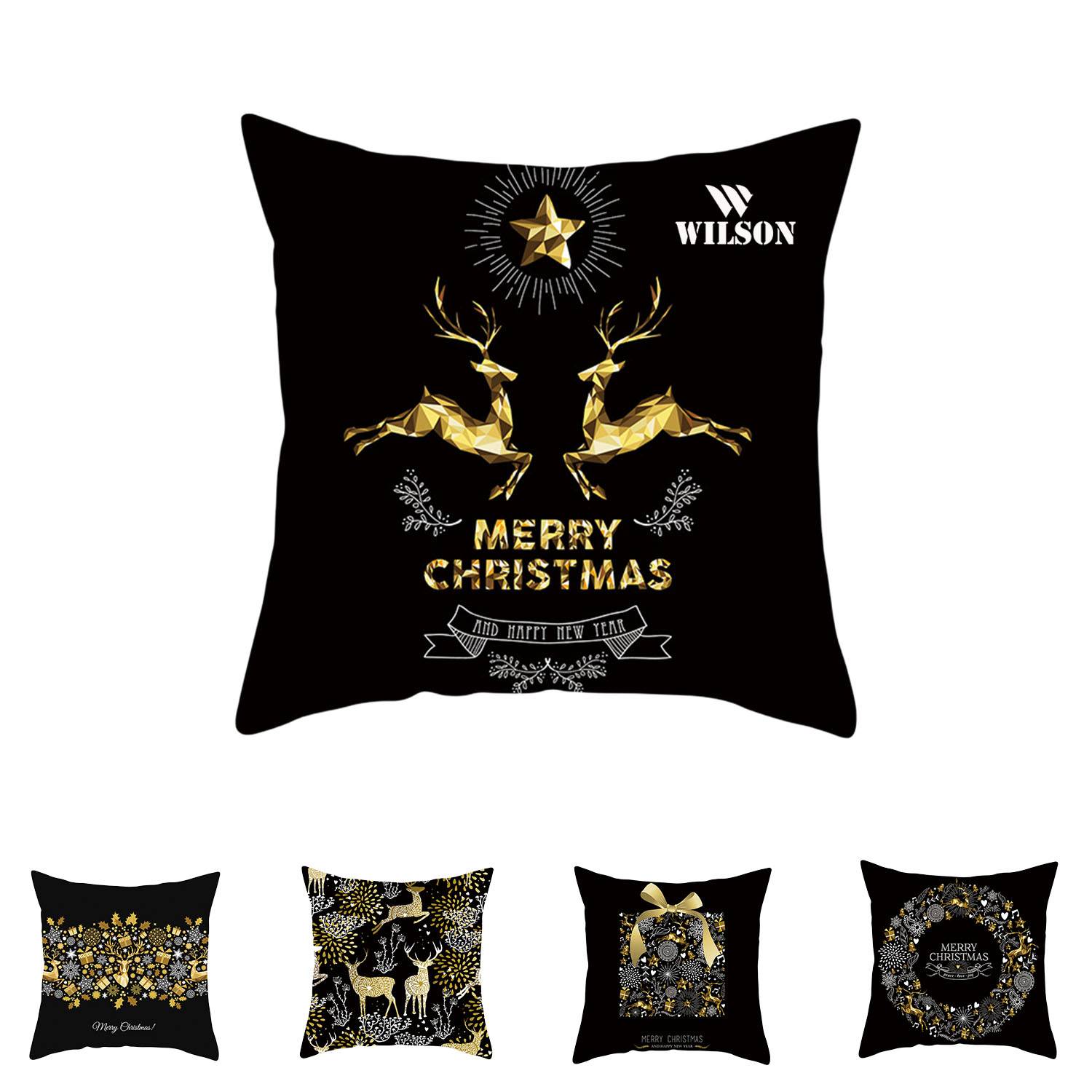 Gold Printed Christmas Pillow 3