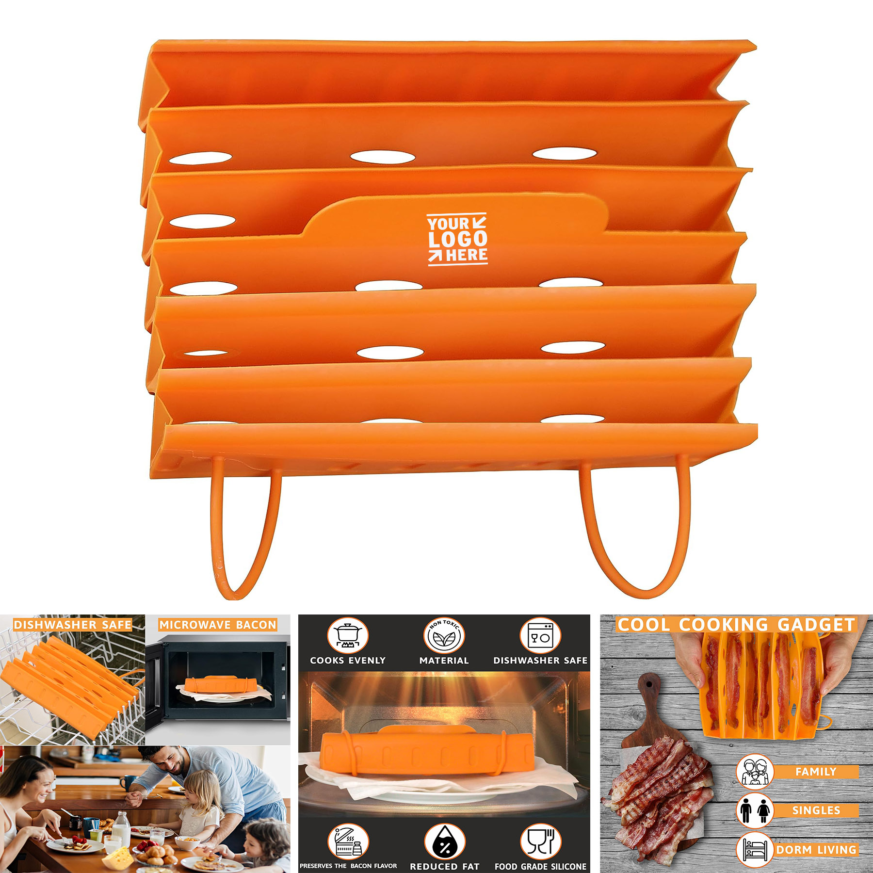 Microwave Oven Silicone Crispy Bacon Cooker Cookware Healthy Cooked Maker 2
