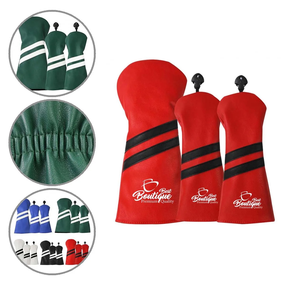Interchangeable Leather Golf Head Cover with number plate 5