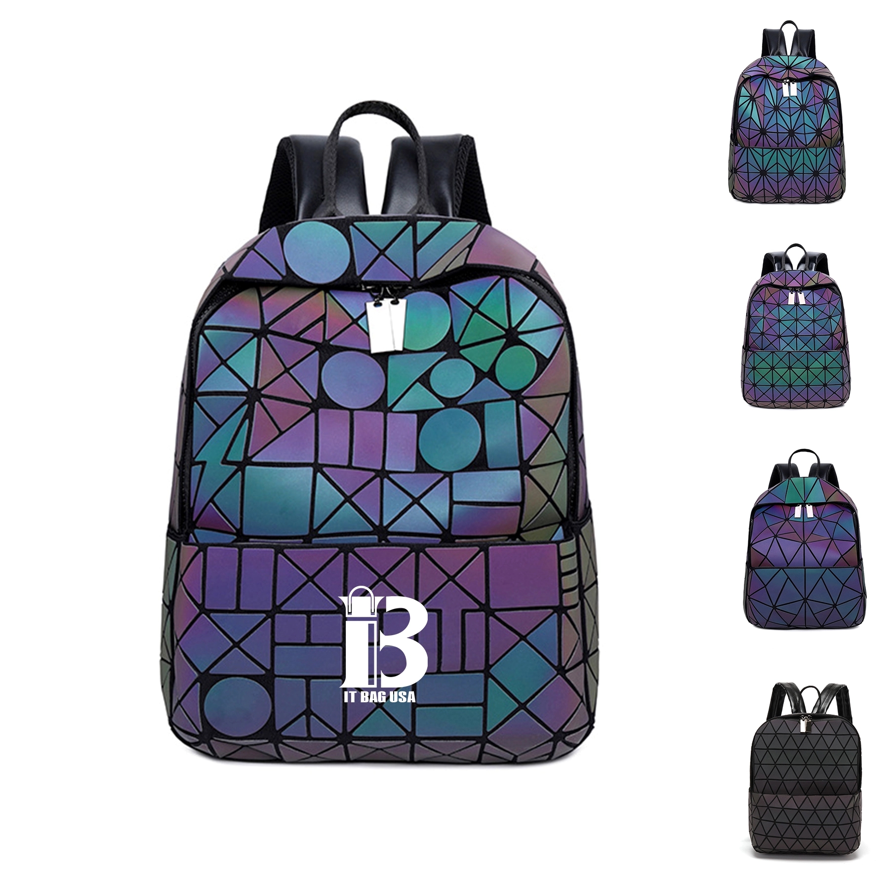 Women Men Geometric Luminous Purse Flash Travel Shoulder 1