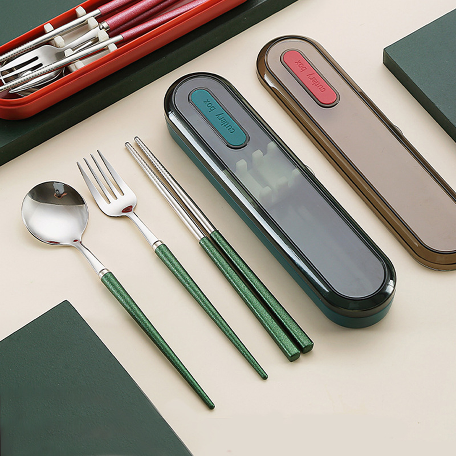 Chopsticks Fork Spoon Dinnerware Set with Box 8