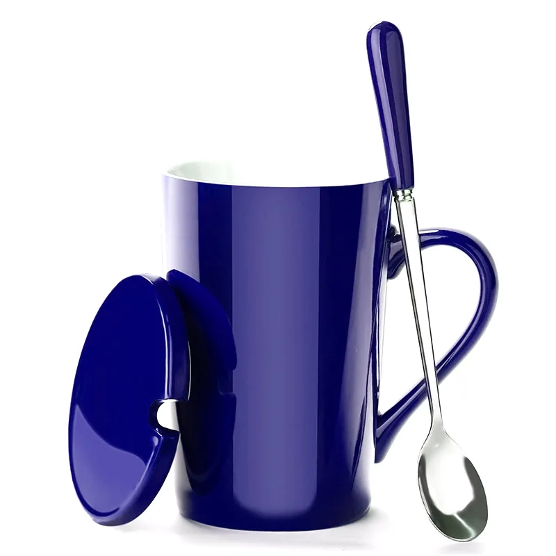 13.5oz Ceramic Coffee Mug With Spoon and Lid 4
