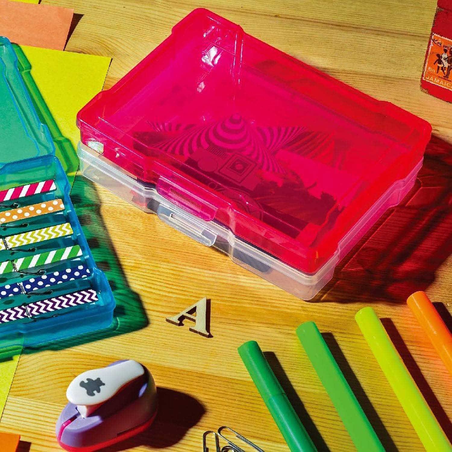 Transparent Storage Box w/ 16 Multi-Color Craft Keeper 5