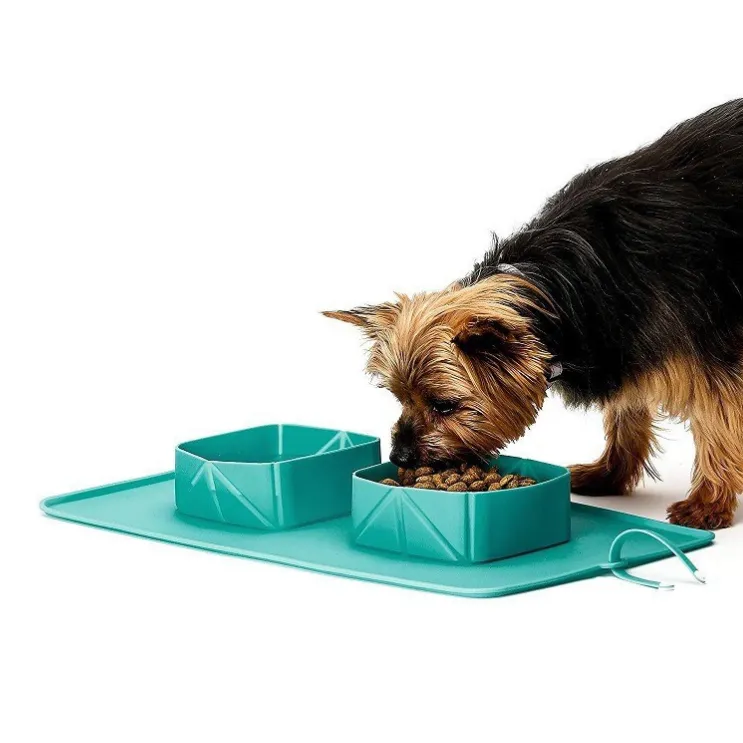 Silicone Collapsible Pet Double Bowl Water Food Feeding Cup 3