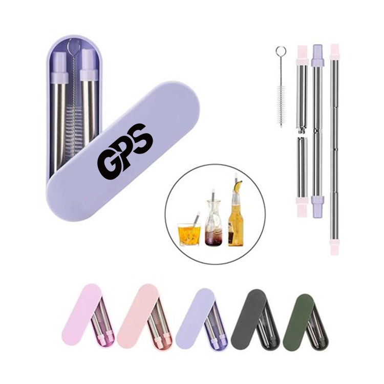 Collapsible Stainless Straws With Case