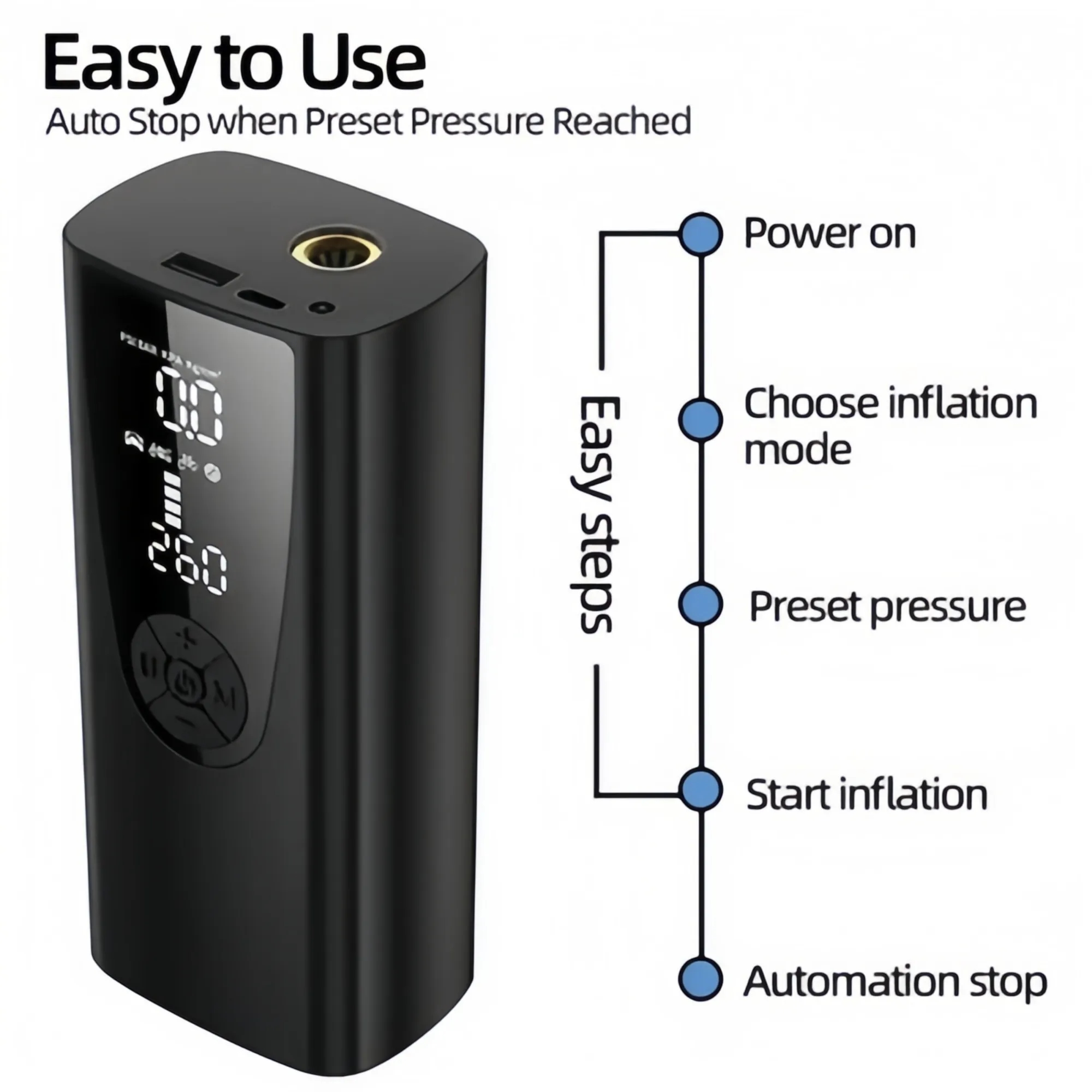 6000Mah Electric Portable Air Pump Tire Inflator Compressor 5