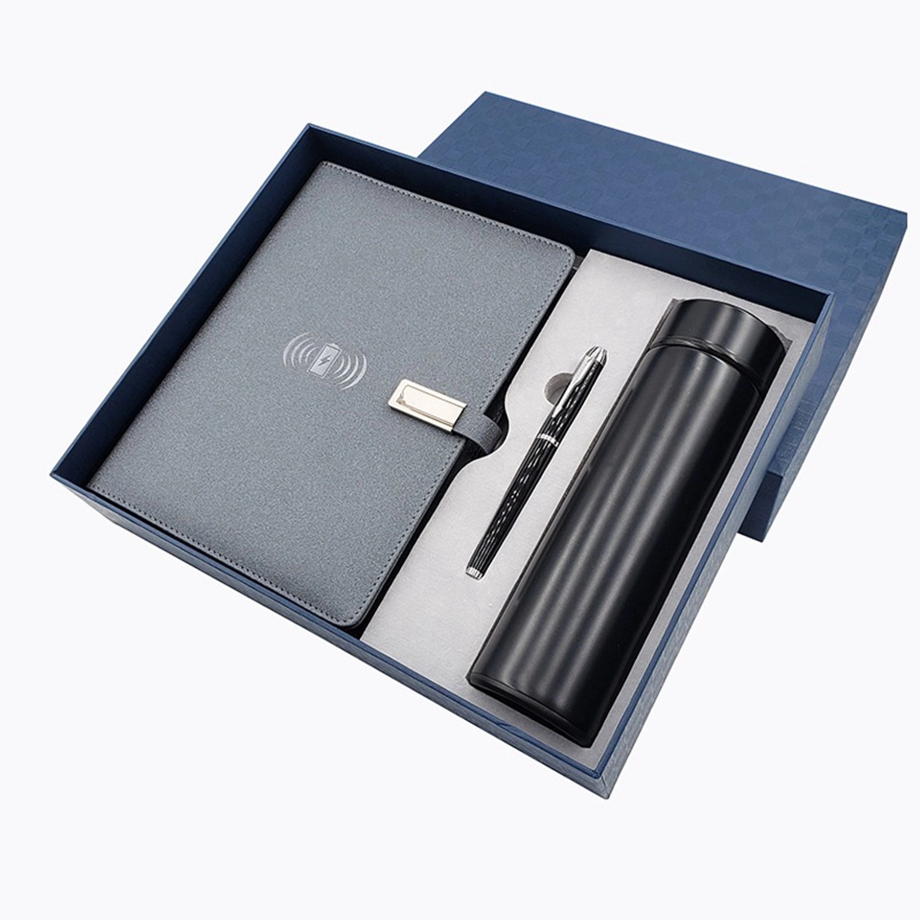 3 in 1 8000 mAh Wireless Power Bank A5 Notebook Gift Set 1