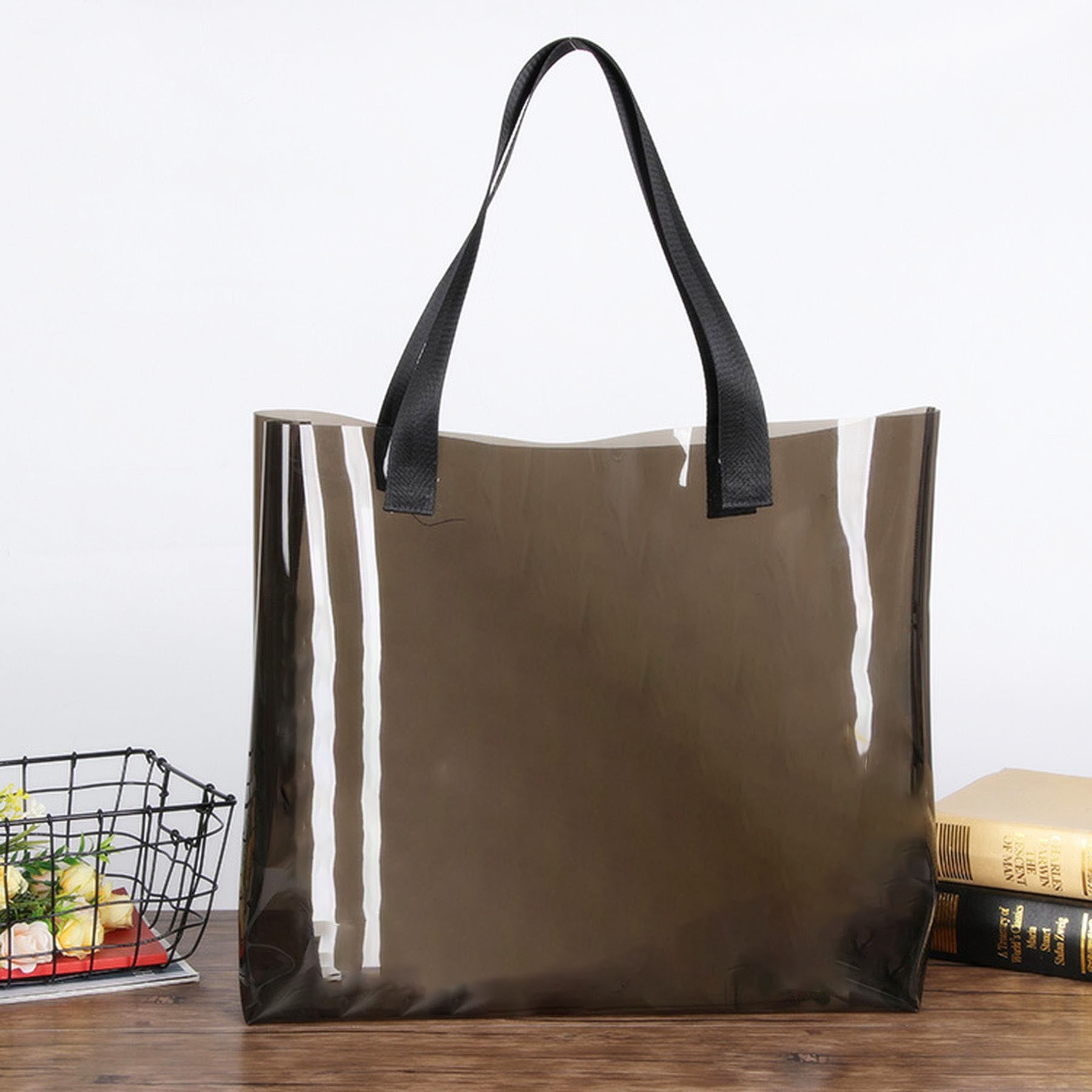 Semi-Clear Pvc Handbags Jelly Transparent Clear Beach Bag 6