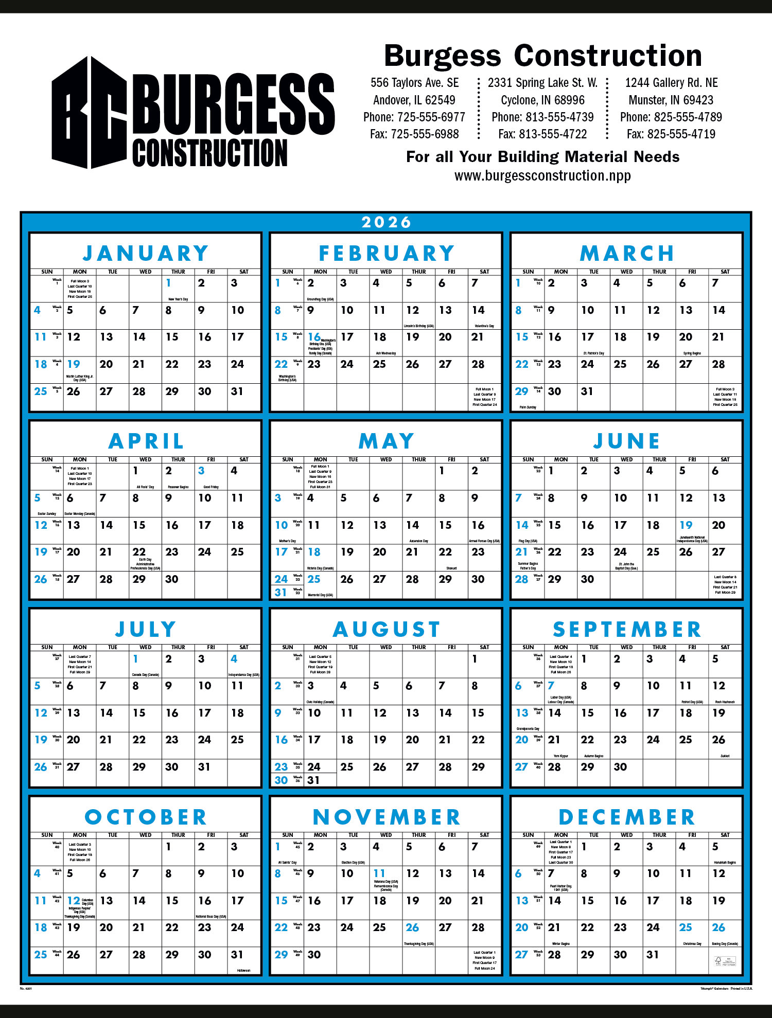 Triumph® Calendars Span-A-Year Non-Laminated Calendar 3