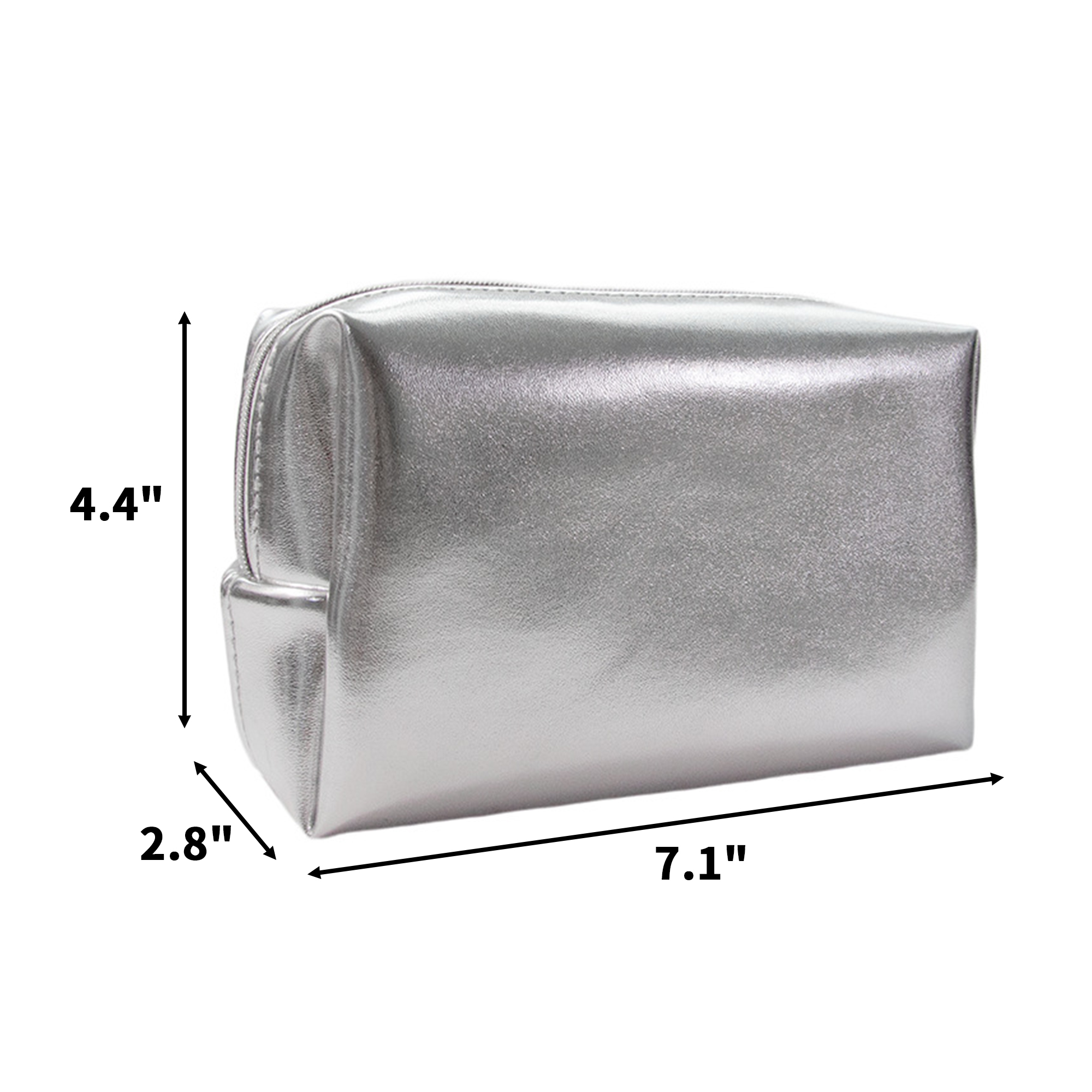 Silver Faux Leather Makeup Cosmetic Bag 4