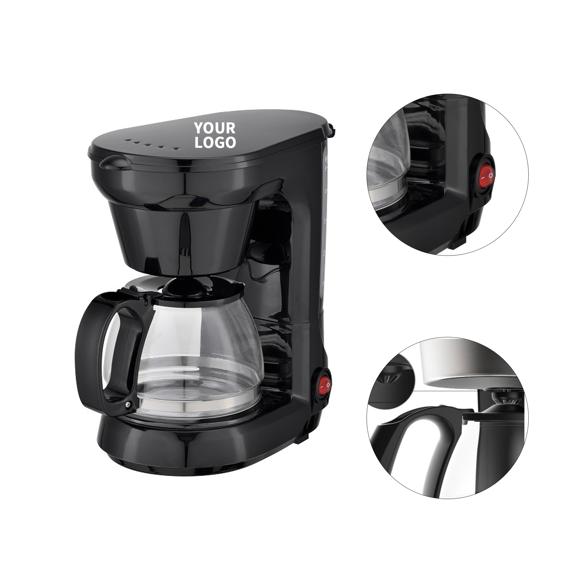 Five Cup Coffee Maker With Glass Carafe 750ml Tank 3