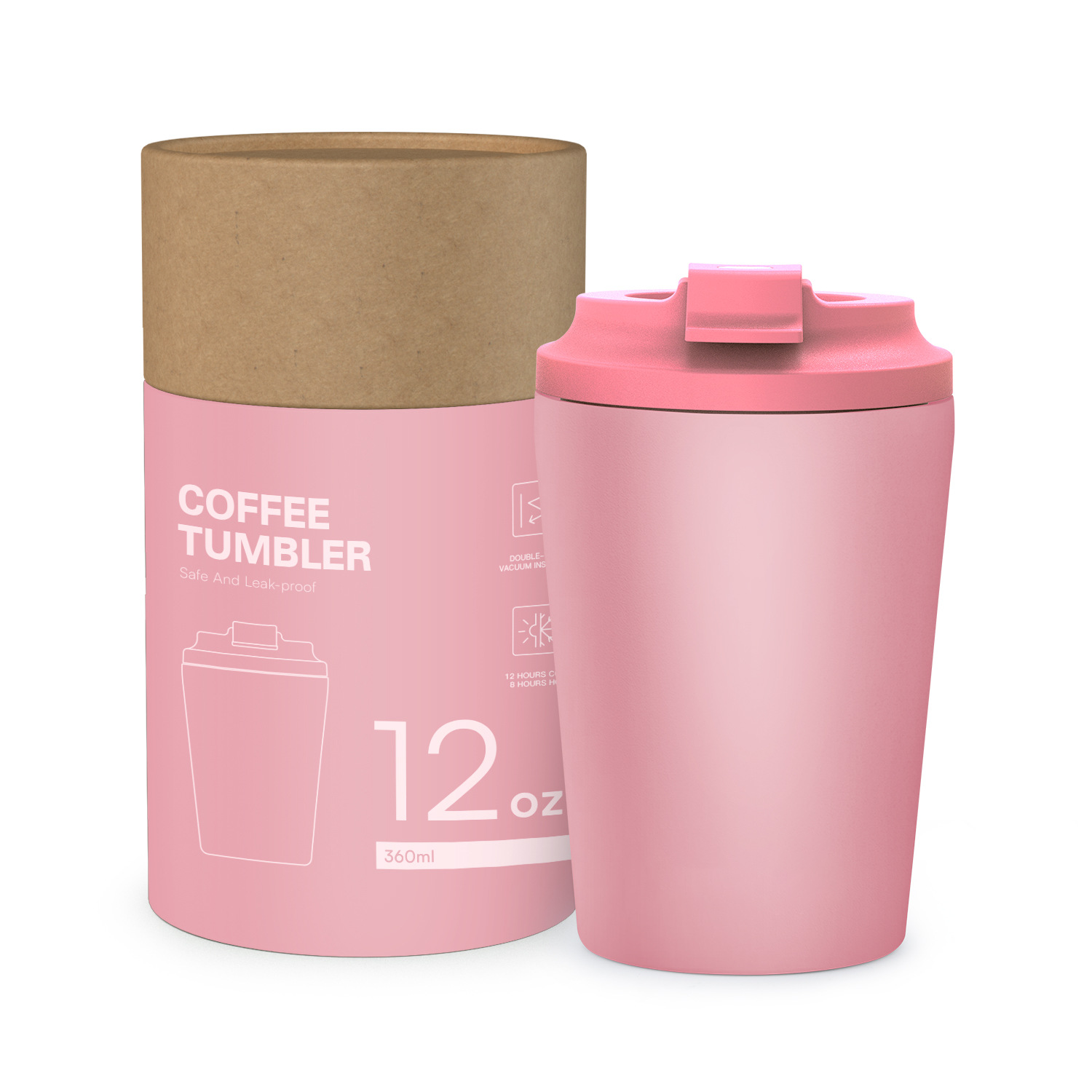 12oz Portable Flip Cover Stainless Steel Insulated Tumbler 4
