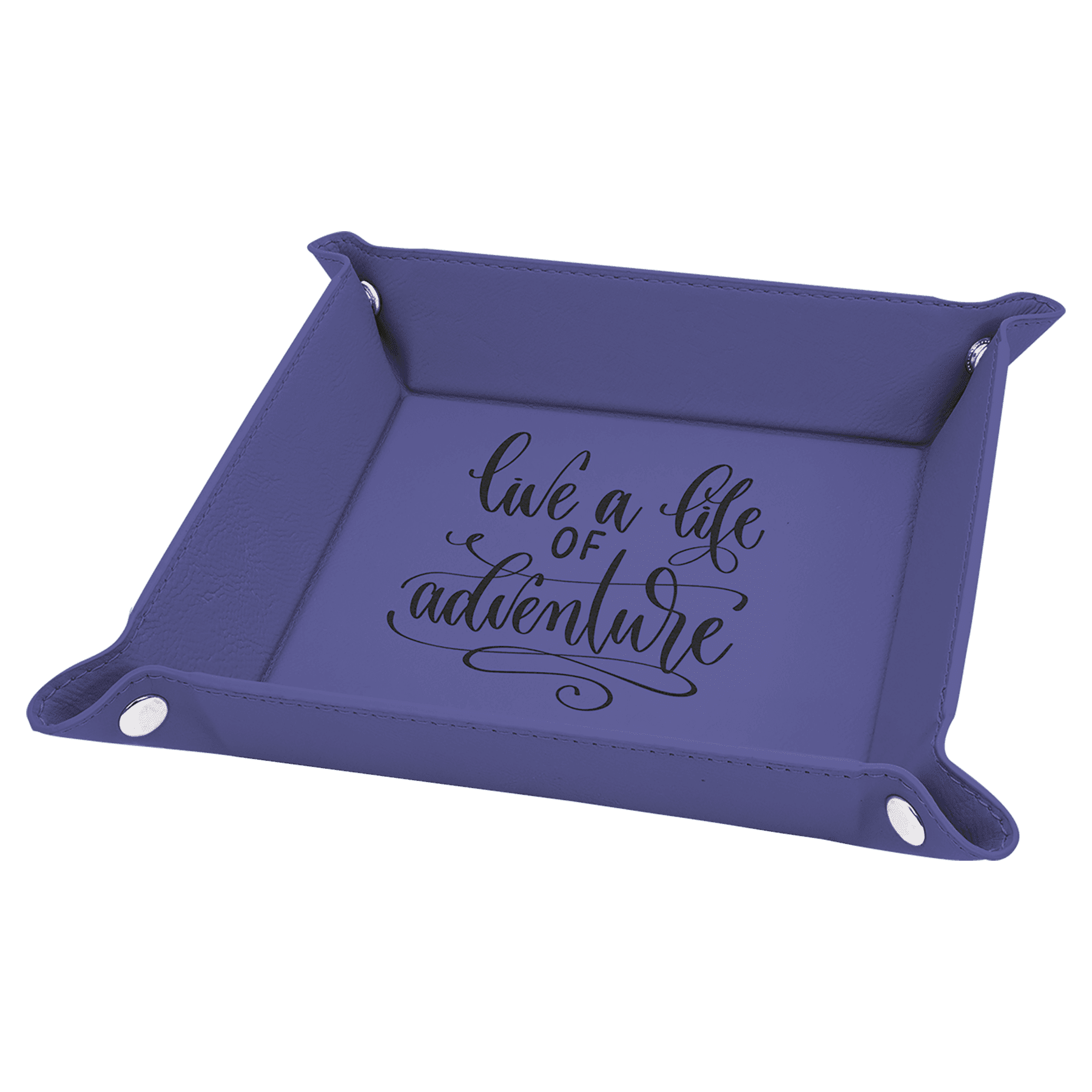 6" x 6" Purple Leatherette Snap Up Tray with Silver Snaps 2